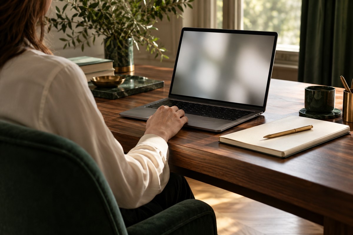 Persona davanti a un computer, richiamo alla consulenza a distanza.